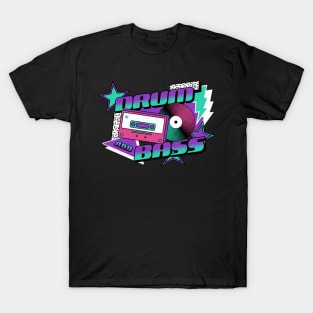 DRUM AND BASS  - 90s Steez (purple/aqua blue) T-Shirt